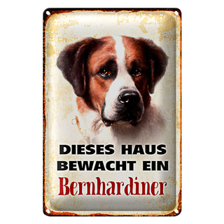 Blechschild Hund 20x30cm dieses Haus bewacht Bernhardiner
