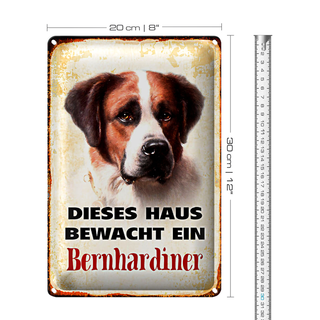 Blechschild Hund 20x30cm dieses Haus bewacht Bernhardiner