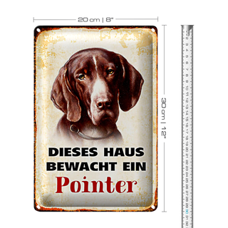 Blechschild Hund 20x30cm dieses Haus bewacht ein Pointer