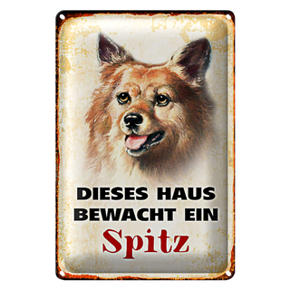 Blechschild Hund 20x30cm dieses Haus bewacht ein Spitz