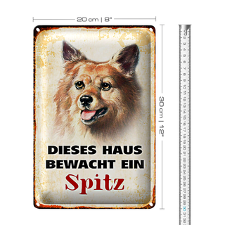 Blechschild Hund 20x30cm dieses Haus bewacht ein Spitz