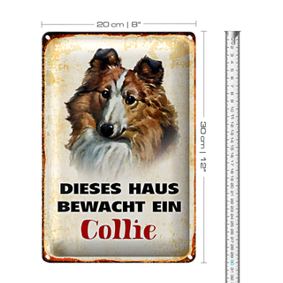 Blechschild Hund 20x30cm dieses Haus bewacht ein Collie