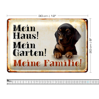 Blechschild Dackel 30x20cm mein Haus mein Garten Familie