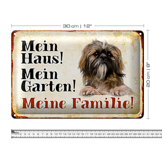 Blechschild Pekinese 30x20cm mein Haus mein Garten Familie