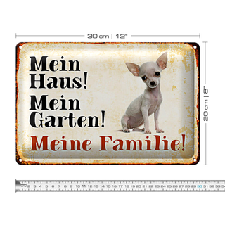 Blechschild Chihuahua 30x20cm mein Haus mein Garten Familie