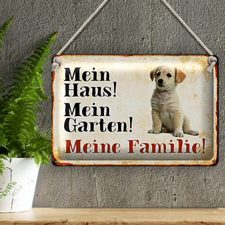 Blechschild Labrador 30x20cm mein Haus mein Garten Familie