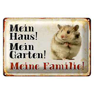 Blechschild Hamster 30x20cm mein Haus mein Garten Familie