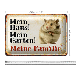 Blechschild Hamster 30x20cm mein Haus mein Garten Familie