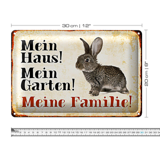 Blechschild Hase 30x20cm mein Haus mein Garten Familie