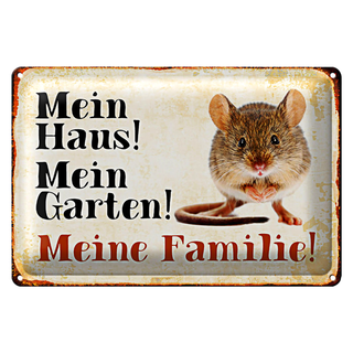 Blechschild Maus 30x20cm mein Haus Garten meine Familie