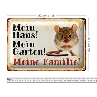 Blechschild Maus 30x20cm mein Haus Garten meine Familie