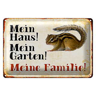 Blechschild Eichhörnchen 30x20cm mein Haus mein Garten
