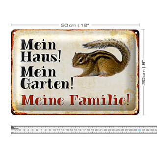 Blechschild Eichhörnchen 30x20cm mein Haus mein Garten