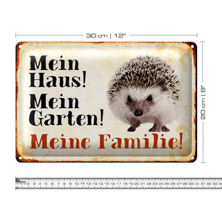 Blechschild Igel 30x20cm mein Haus mein Garten meine Familie