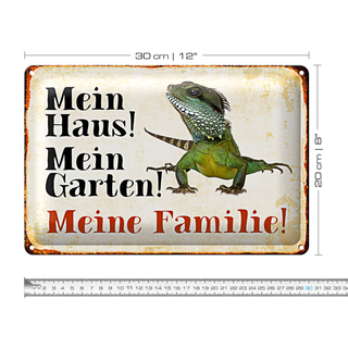 Blechschild Chamäleon 30x20cm mein Haus Garten meine Familie