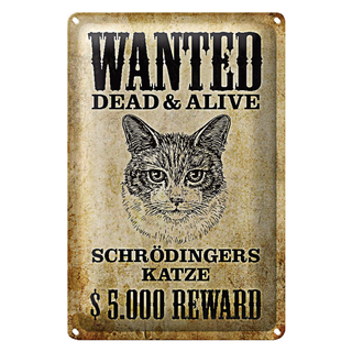 Blechschild Tiere 20x30cm wanted Schrödingers Katze