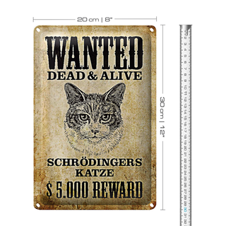 Blechschild Tiere 20x30cm wanted Schrödingers Katze