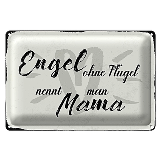 Blechschild Spruch 30x20cm Engel ohne Flügel Mama Herz