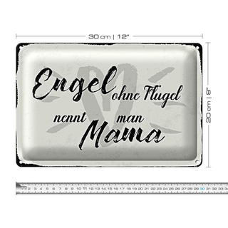 Blechschild Spruch 30x20cm Engel ohne Flügel Mama Herz