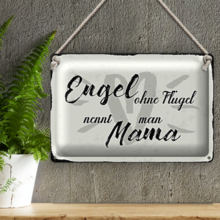 Blechschild Spruch 30x20cm Engel ohne Flügel Mama Herz