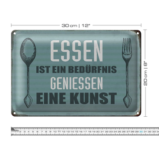 Blechschild Spruch 30x20cm Essen ist eine Kunst