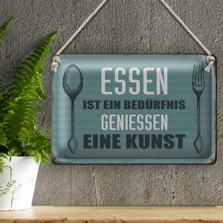 Blechschild Spruch 30x20cm Essen ist eine Kunst