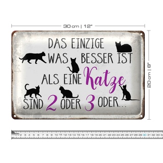 Blechschild Spruch 30x20cm einzige was besser ist als Katze