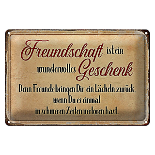 Blechschild Spruch 30x20cm Freundschaft ist ein
