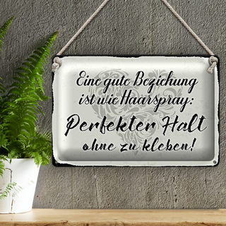 Blechschild Spruch 30x20cm gute Beziehung wie Haarspray