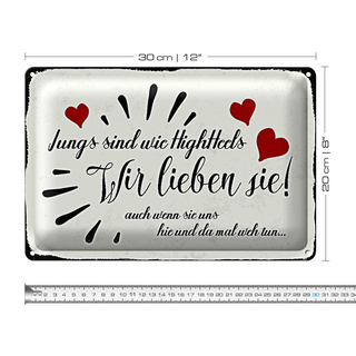 Blechschild Spruch 30x20cm Jungs sind wie Highheels wir