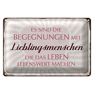 Blechschild Spruch 30x20cm Lieblingsmenschen Leben