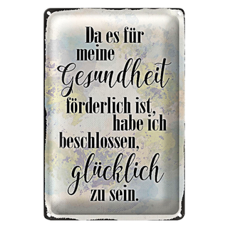 Blechschild Spruch 20x30cm Gesundheit glücklich sein
