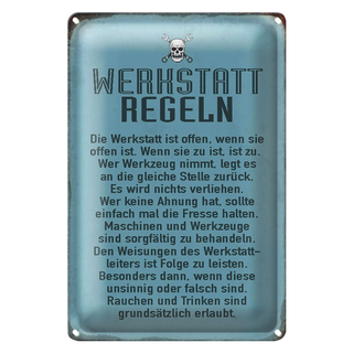 Blechschild Spruch 20x30cm Werkstatt Regeln Werkstatt