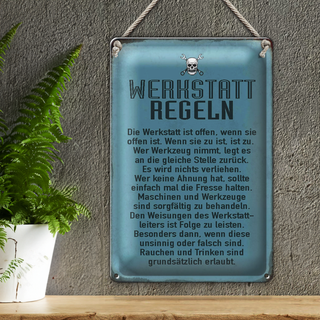 Blechschild Spruch 20x30cm Werkstatt Regeln Werkstatt