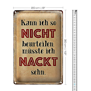 Blechschild Spruch 20x30cm kann so nicht muss nackt sehn