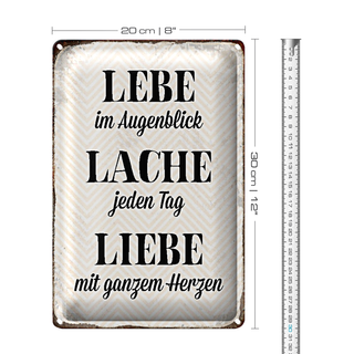 Blechschild Spruch 20x30cm Lebe Lache jeden Tag Liebe