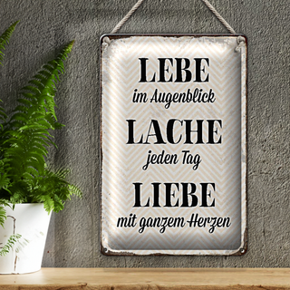 Blechschild Spruch 20x30cm Lebe Lache jeden Tag Liebe