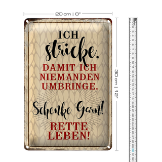 Blechschild Spruch 20x30cm ich stricke niemanden umbringe