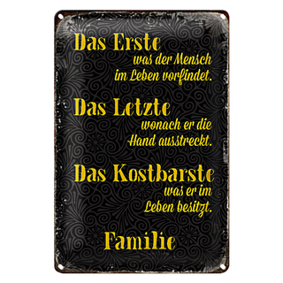 Blechschild Spruch 20x30cm Familie erste letzte kostbarste