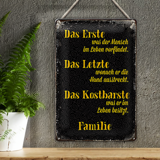 Blechschild Spruch 20x30cm Familie erste letzte kostbarste