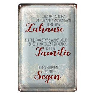 Blechschild Spruch 20x30cm Zuhause Familie Segen