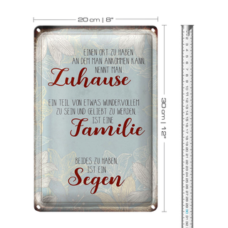 Blechschild Spruch 20x30cm Zuhause Familie Segen