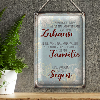 Blechschild Spruch 20x30cm Zuhause Familie Segen