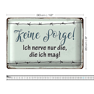 Blechschild 30x20cm keine Sorge ich nerve nur die ich mag