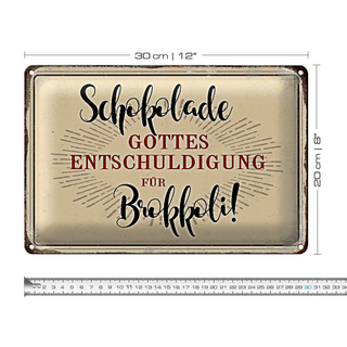 Blechschild Spruch 30x20cm Schokolade Entschuldigung