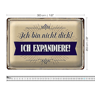 Blechschild Spruch 30x20cm bin nicht dick ich expandiere