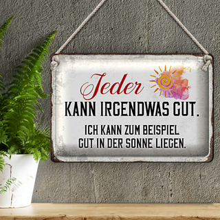 Blechschild Spruch 30x20cm jeder kann irgendwas gut Sonne