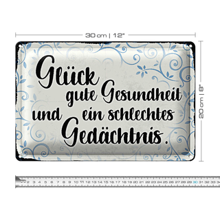 Blechschild Spruch 30x20cm Glück gute Gesundheit