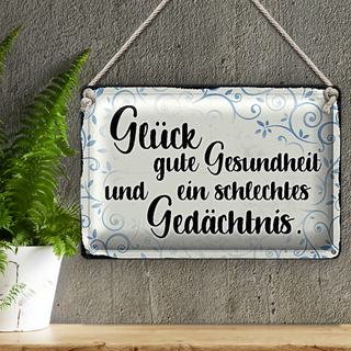 Blechschild Spruch 30x20cm Glück gute Gesundheit