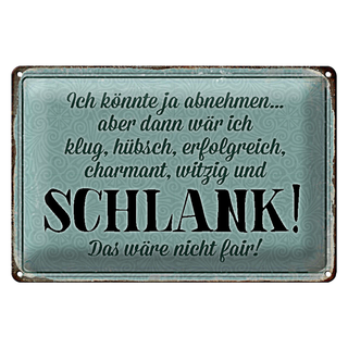 Blechschild Spruch 30x20cm könnte abnehmen dann klug hübsch